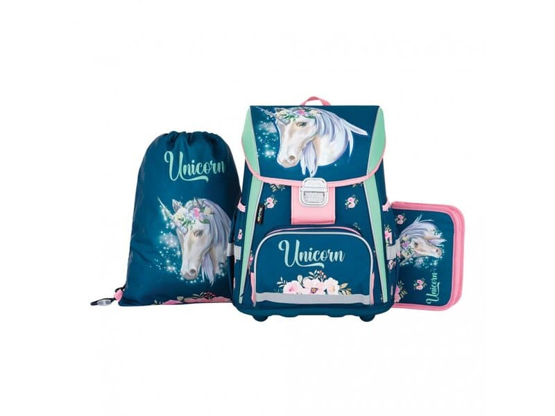 Školní aktovka v setu pro prvňáčky Oxybag PREMIUM Unicorn 1, 3 díly