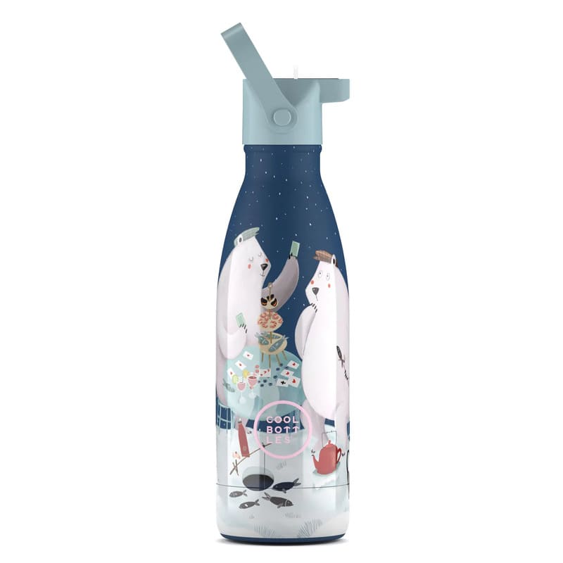 Levně Dětská nerezová termolahev COOL BOTTLES Kids Polar Bears třívrstvá 350ml 3D