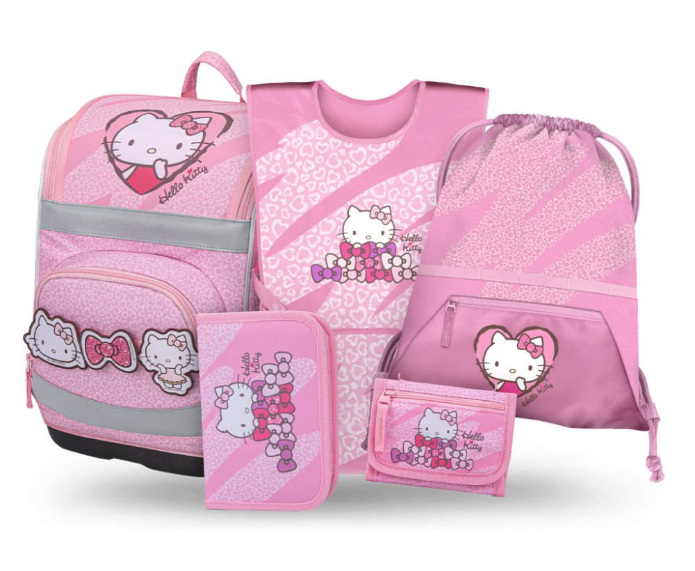 BAAGL SET 5 Zippy Plus Hello Kitty Sweet Leopard: aktovka, penál, sáček, zástěra, peněženka GRS