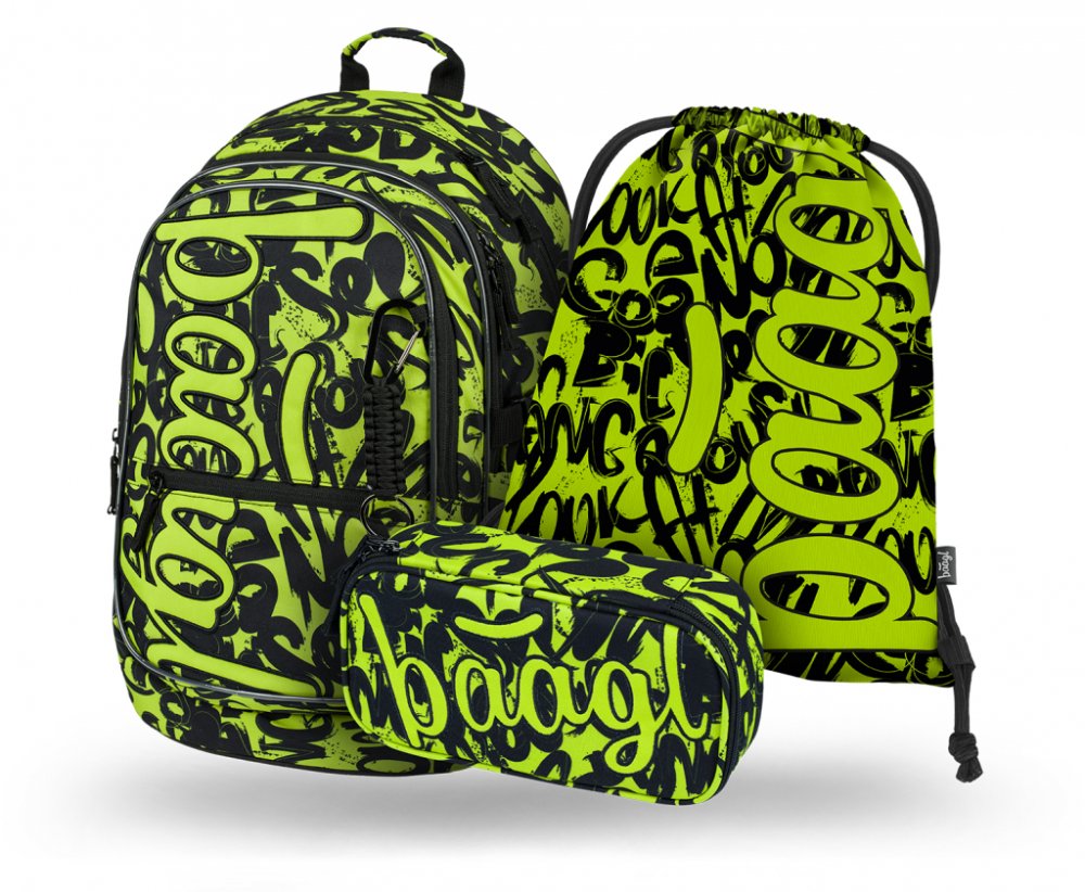 Levně BAAGL 3 SET Core Lime: batoh, penál, sáček