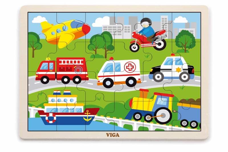 Levně Dřevěné puzzle 24 dílků - doprava Viga