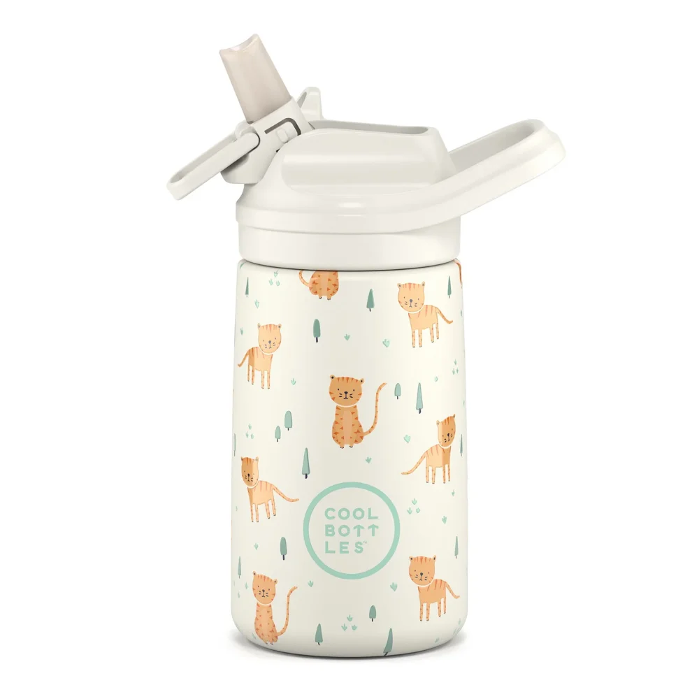 Levně Dětská nerezová termoláhev COOL BOTTLES Kiddie Whisker Kittens 350 ml 3D