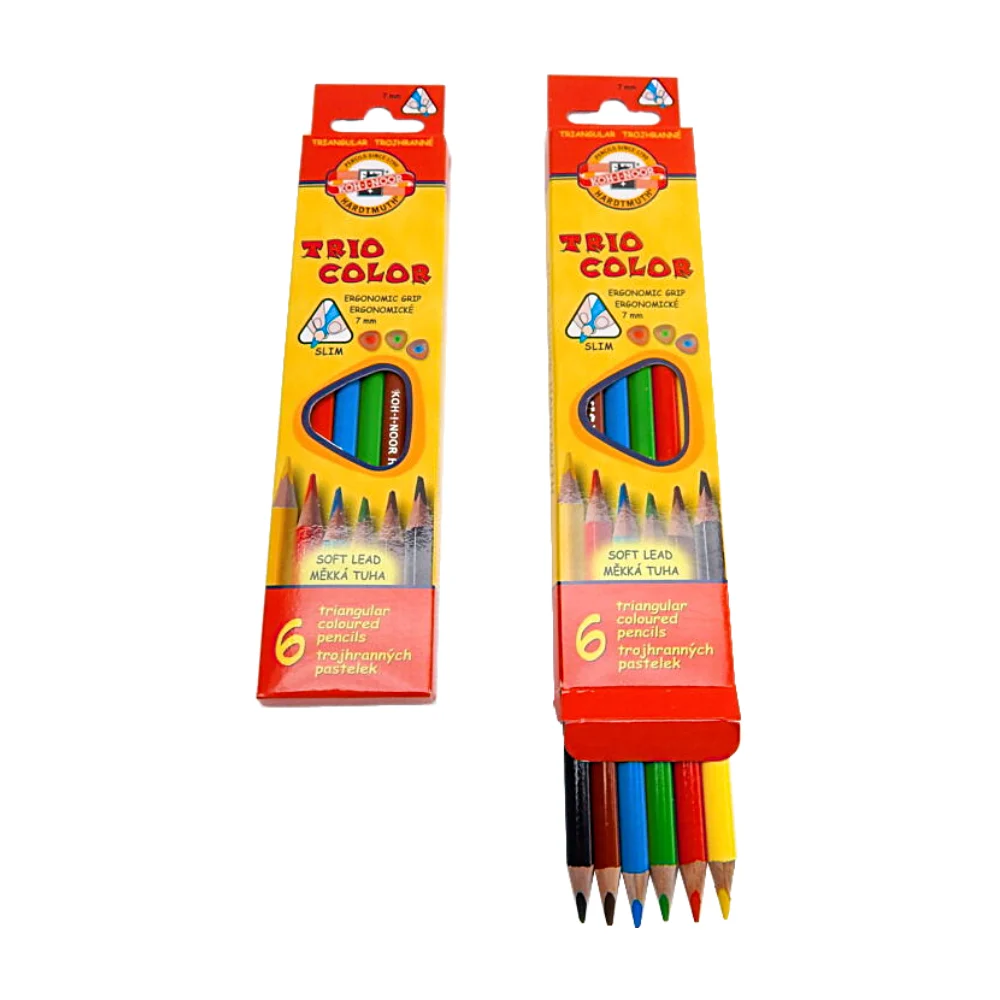 Levně Koh-i-Noor pastelky 6 ks – trojhranné slabé, ergonomické
