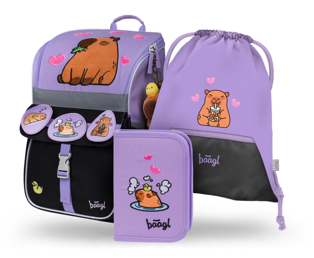 Baagl Školní set Zippy Kapybara – aktovka, penál, sáček
