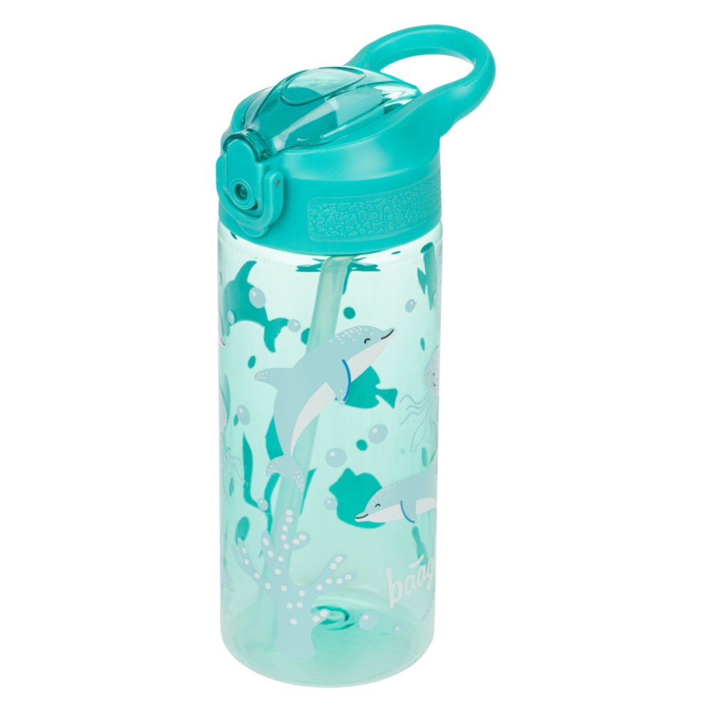 Levně BAAGL Tritanová láhev na pití s brčkem Delfín 500 ml