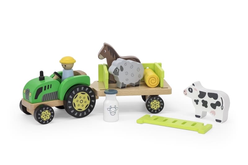 Levně Dřevěný traktor se zvířátky Viga