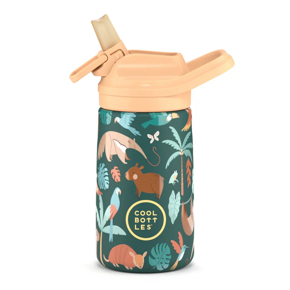 Levně Dětská nerezová termoláhev COOL BOTTLES Kiddie Rainforest Refuge 350 ml 3D