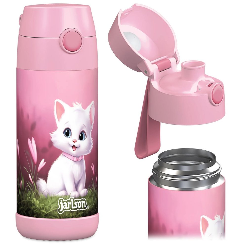 Levně Dětská nerezová termoláhev na pití JARLSON MALI Kočka 350 ml