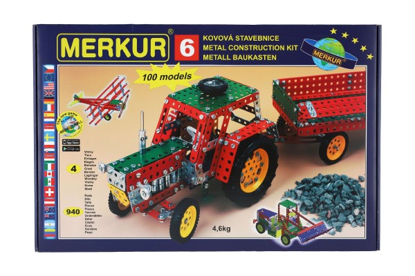 Stavebnice MERKUR 6 100 modelů 940ks 4 vrstvy v krabici 54x36x6cm - Merkur Toys