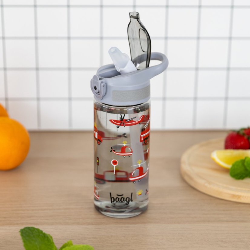 BAAGL Tritanová fľaša na nápoje so slamkou Záchranári, 500 ml - Baagl
