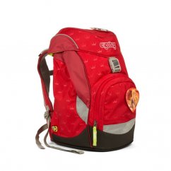 Školský batoh pre prvákov Ergobag prime - červený s korunkami