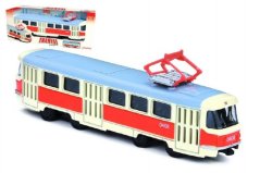 Tramvaj Tatra T3 česká kovová 16cm retro na zpětný chod v krabičce 20x8x6cm CZ design - Rappa