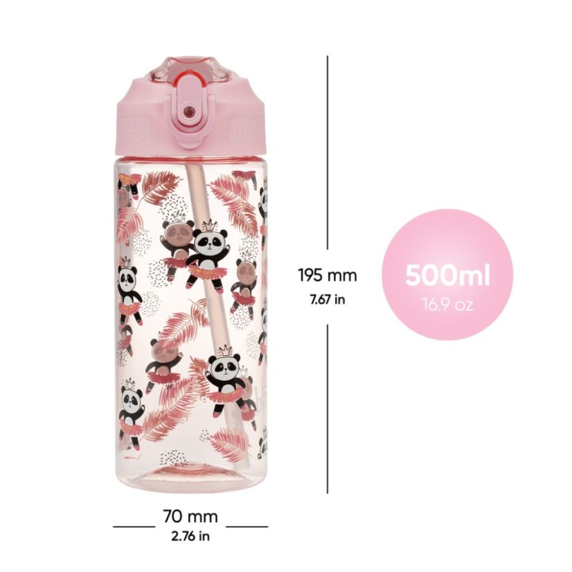 BAAGL Tritanová fľaša na nápoje so slamkou Panda, 500 ml - Baagl