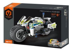 Stavebnice iM.MASTER policejní motorka na zpětné natažení plast 193 dílků v krabici 29x20x6cm