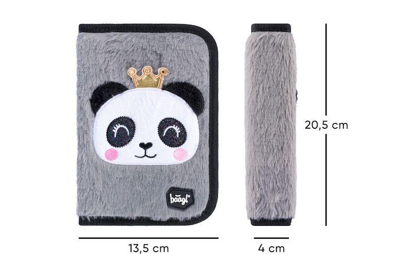 Chlupatý školní penál Baagl klasik dvě chlopně Panda