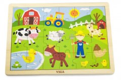 Dřevěné puzzle 24 dílků - farma Viga