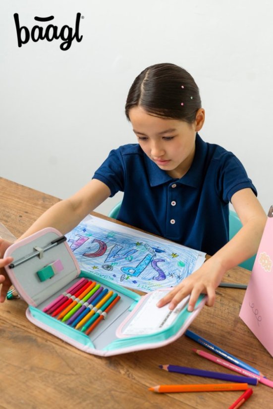 BAAGL 3 SET Zippy Duha růžový: aktovka, penál, sáček