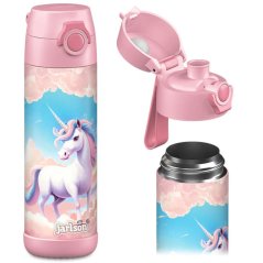 Detská fľaša na pitie z nerezovej ocele JARLSON MALI Jednorožec 500 ml