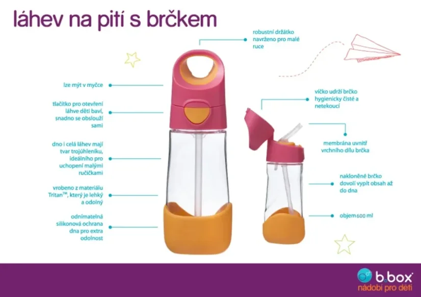 B.Box láhev na pití s brčkem 600 ml – Batman