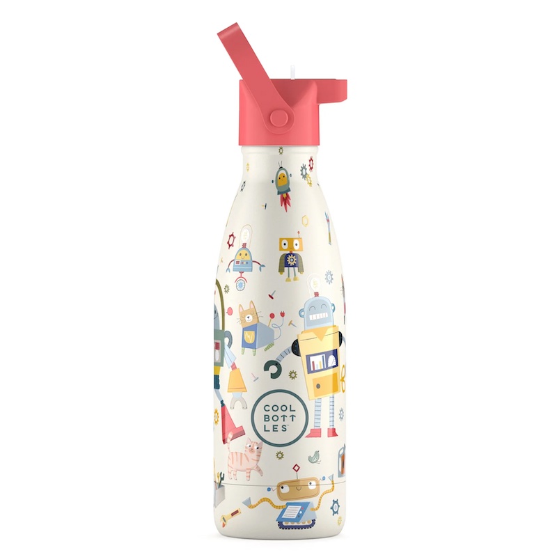 Dětská nerezová termolahev COOL BOTTLES Kids Messy Robots třívrstvá 350ml 3D