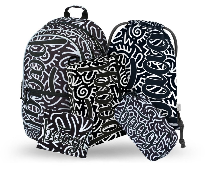 BAAGL 5 SET Core Element: batoh, penál, sáček, desky, peněženka - Baagl