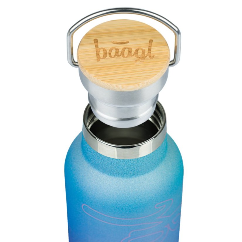 BAAGL Termoláhev s bambusovým víčkem Gradient modro-fialová, 500 ml - Baagl