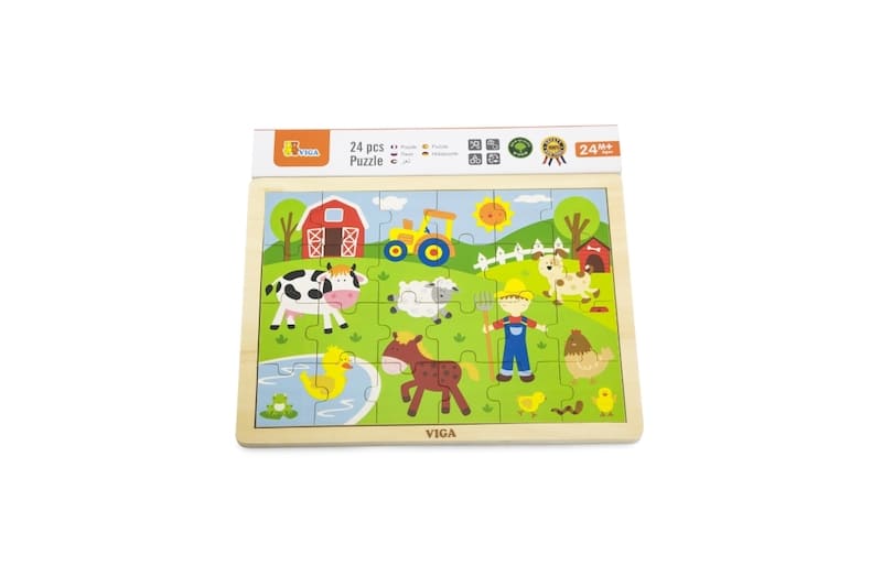Dřevěné puzzle 24 dílků - farma Viga