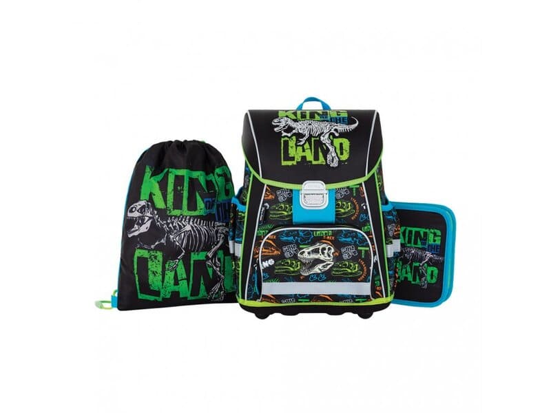 Školní aktovka v setu pro prvňáčky Oxybag PREMIUM Dinosaurus - 3 díly