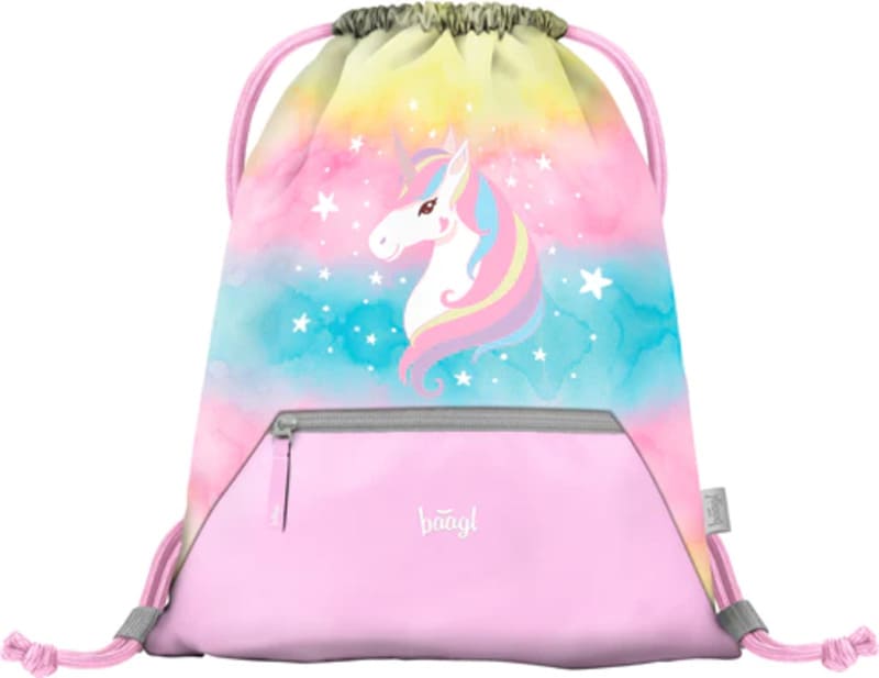 BAAGL 3 SET Airy Rainbow Unicorn: aktovka, penál, sáček