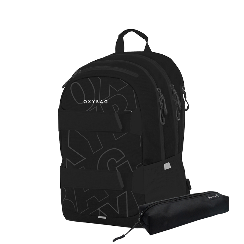 Studentský batoh + etue OXY Sport Font White - Oxybag (Karton P+P)