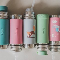 Nerezová fľaša na pitie Pura so slamkou 325 ml - Mint