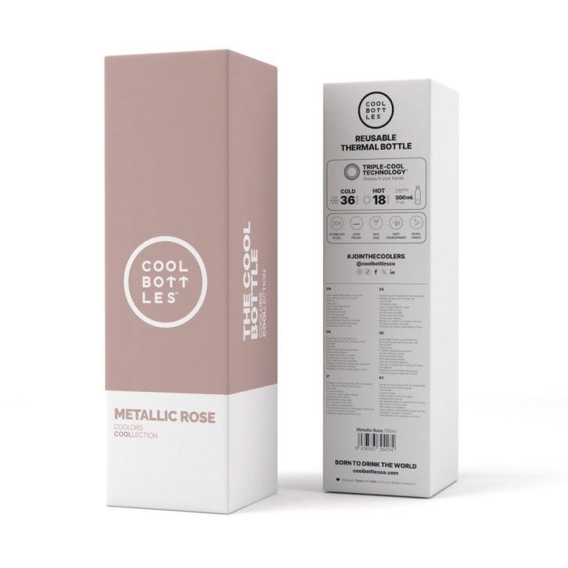 Nerezová termolahev COOL BOTTLES Metallic Rose třívrstvá 500 ml