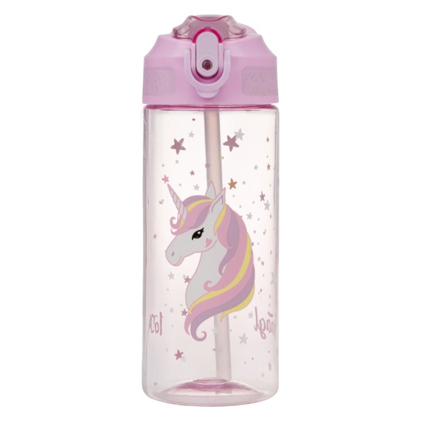 BAAGL Tritanová láhev na pití s brčkem Rainbow Unicorn 500 ml - Baagl