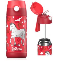 Dětská nerezová termoláhev s brčkem JARLSON CHARLI Kůň 350 ml