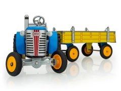 Traktor Zetor s valníkem modrý na klíček kov 28cm Kovap v krabičce - Kovap