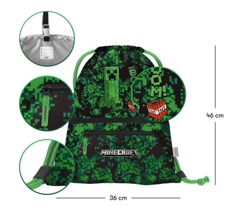 BAAGL Sáček s kapsou Minecraft Boom - Baagl