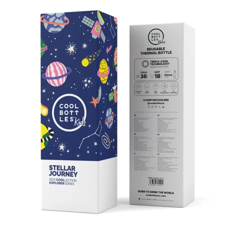 Dětská nerezová termolahev COOL BOTTLES Kids Stellar Journey třívrstvá 500 ml 3D