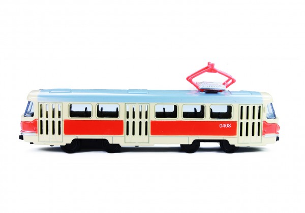 Tramvaj Tatra T3 česká kovová 16cm retro na zpětný chod v krabičce 20x8x6cm CZ design - Rappa