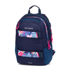 Študentský batoh + puzdro OXY Sport Flowers Blue