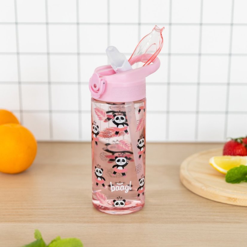BAAGL Tritanová fľaša na nápoje so slamkou Panda, 500 ml - Baagl