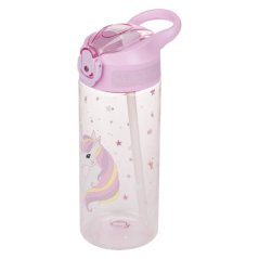 BAAGL Tritanová láhev na pití s brčkem Rainbow Unicorn 500 ml - Baagl