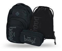BAAGL 3 SET Coolmate Black: batoh, penál, sáček - Baagl