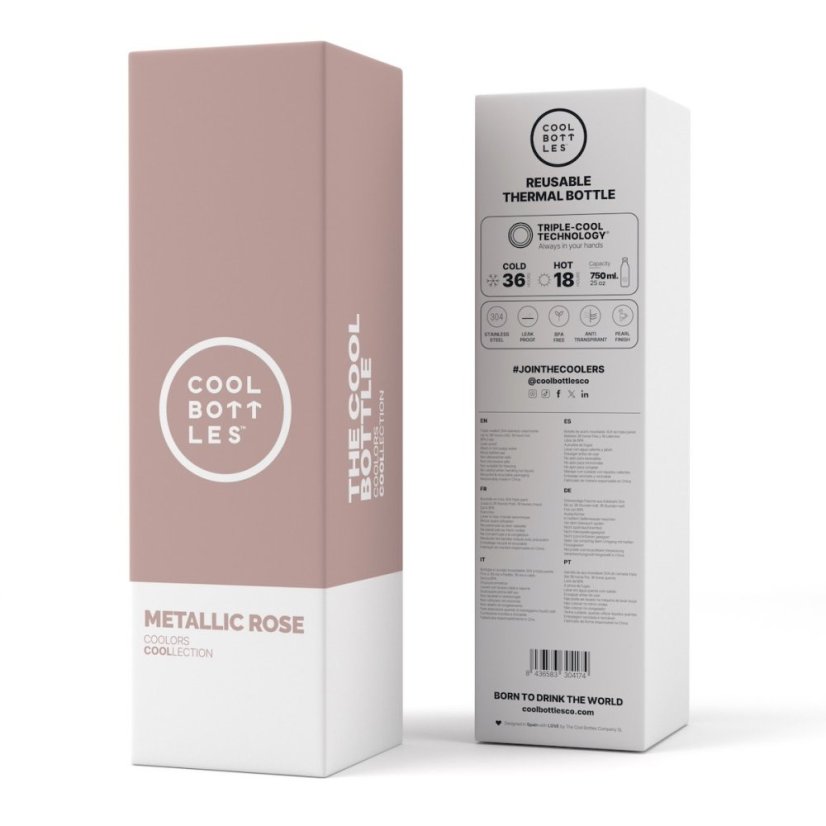 Nerezová termolahev COOL BOTTLES Metallic Rose třívrstvá 750 ml - 2. jakost