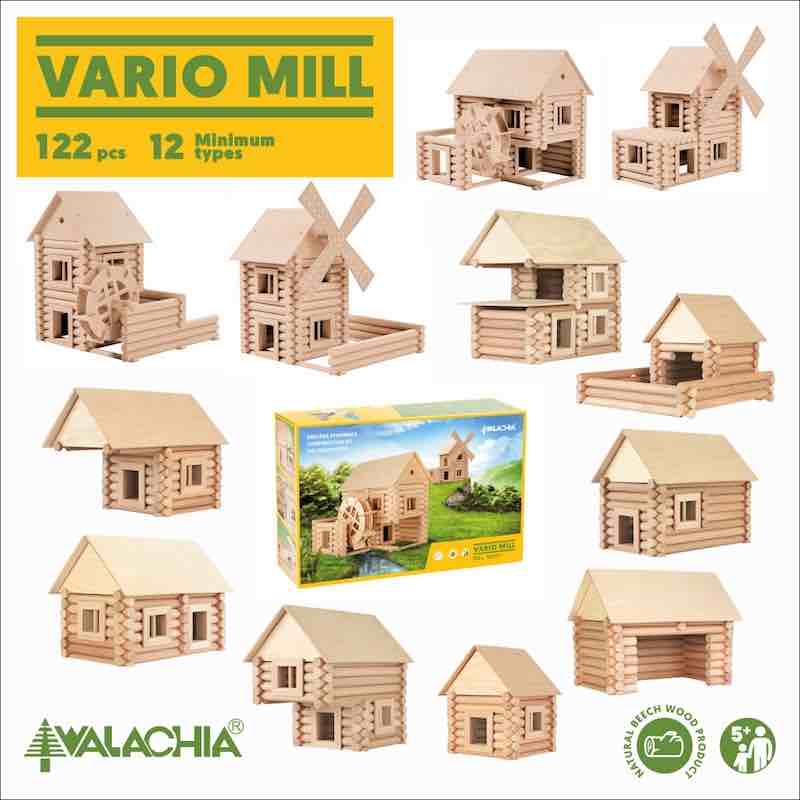 Dřevěná stavebnice Walachia Vario Mill 122 dílů