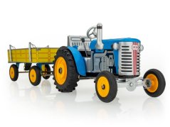 Traktor Zetor s valníkem modrý na klíček kov 28cm Kovap v krabičce - Kovap