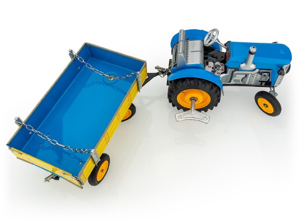 Traktor Zetor s valníkem modrý na klíček kov 28cm Kovap v krabičce - Kovap