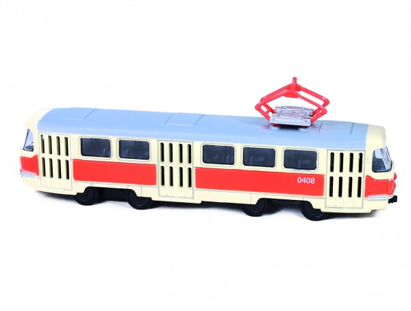 Tramvaj Tatra T3 česká kovová 16cm retro na zpětný chod v krabičce 20x8x6cm CZ design - Rappa