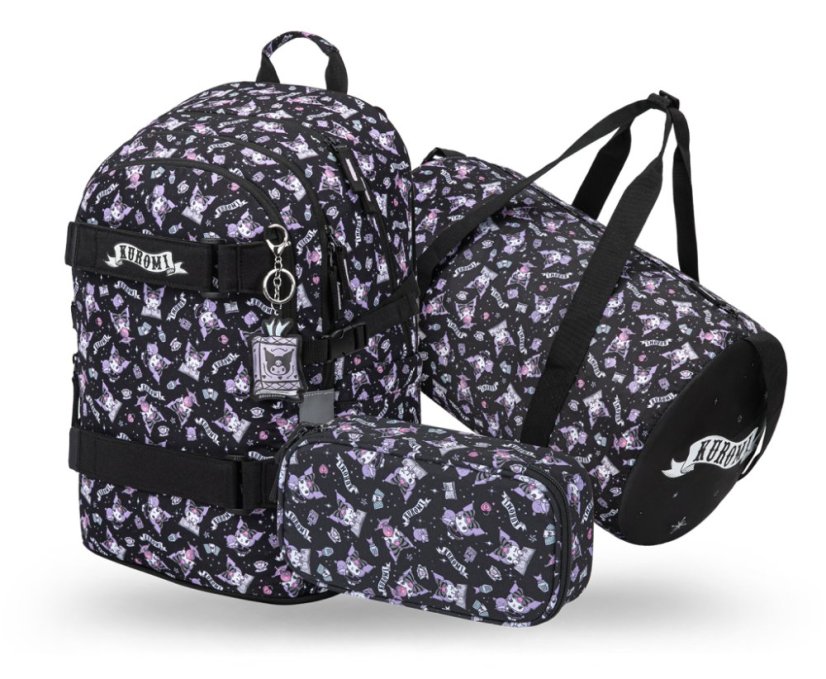 BAAGL SET 3 Skate Kuromi Black: batoh, penál, sportovní taška GRS - Baagl