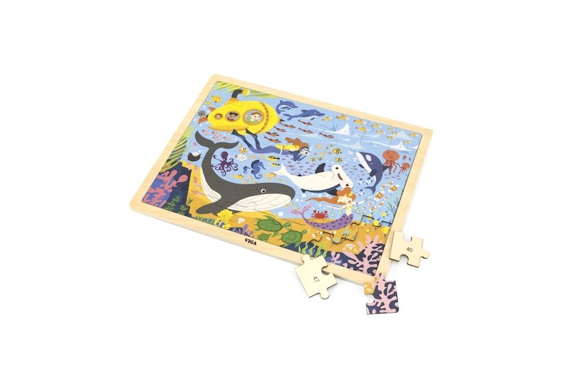 Dřevěné puzzle 48 dílků - mořský život Viga
