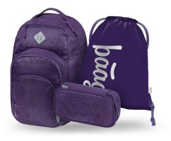 BAAGL SET 3 Coolmate Plum: batoh, penál, sáček - Baagl